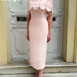 Customized Luxury Dresses Evening Scoop Neckline Column Floor-Length Prom Dresses Beaded Zipper Up Elegant Party Dresses For Wom