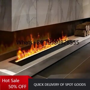 Smart energy-saving modern 1200mm electric fireplace trim, equipped with automatic 3D LED simulation of flame, water mist ,steam
