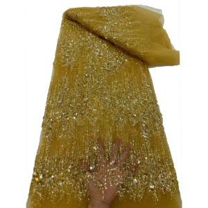 African Luxury Sequins Beaded Lace Fabrics 2025 High Quality Embroidery French Nigerian Lace Fabric For Wedding Sewing Material