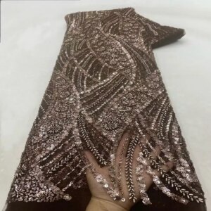 Luxury African Sequins Lace Fabrics High Quality Embroidery French Nigerian Tulle Lace Fabric For Wedding Party Sewing TS2846