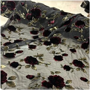 5Yards Hollow Simulation Silk Base Cloth Cotton Lint Rotten Flower Velvet Fabric Cheongsam Dressing Shirt Short Sleeve Scarf Top