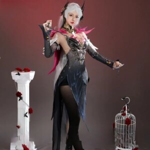 The woman in a cosplay costume