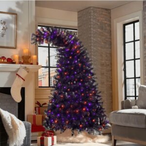 6FT Artificial Fir Bent Top Halloween Christmas Tree Xmas Tree Bendable Style Christmas Tree Holiday Dration W1 080 Branch Tips
