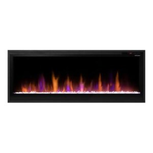 50″ Slim Built-in Linear Electric Fireplace with Multi-Fire Color Technology Remote and Acrylic Crystal Bed Shallow 4″ Depth