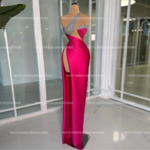 Glitter 2025 Evening Dresses Smooth Satin Woman’s Mermaid Prom Growns Sleeveless Side Split Formal Party Vestidos Customized