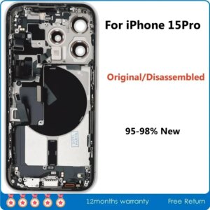 95% New, Original Disassembled Middle Frame Housing Back Glass Cover For iPhone 15 Pro, with NFC Wireless Charger Assembly