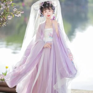 Hanfu female one-piece chest chebule skirt big sleeve ancient purple new style