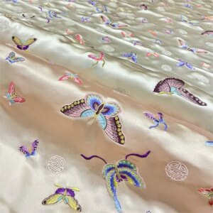 Heavy embroidery acetate satin material imitation Su Hanfu Chinese style film and television cheongsam dress multi-color