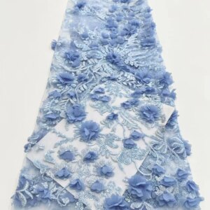5 Yards African 3D Flower Beads Lace Fabric 2025 High Quality French Nigerian Embroidery Tulle Fabric For Wedding Dress Sewing