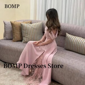 BOMP Pink Illusion Evening Dress Off the Shoulder Party Dresses Formal Occasion Gowns Customized 2025 فساتين سهرة