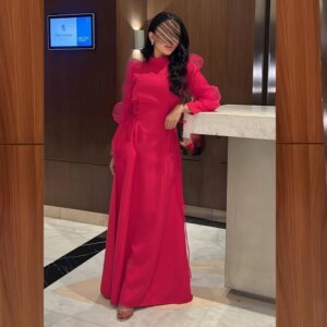 Customized Evening Ball Saudi Arabia Satin Pleat Graduation A-line High Collar Bespoke Occasion Gown Long es