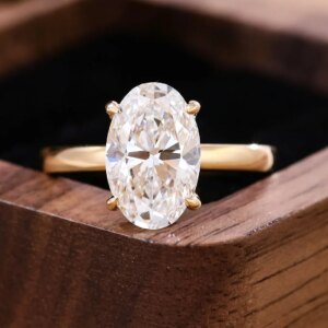Provence jewelry 18K solid gold 3CT oval cut lab diamond engagement rings for women classic solitaire wedding band custom gifts