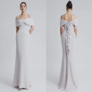 Customized Simple Modern Style Formal Evening Off The Shoulder A-line Pleats Bespoke Occasion Dresses