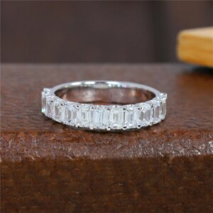 JY Jewelry 0.21ct Each Emerald Half Eternity Band 14K Real Gold HPHT Diamond Lab Diamond Ring For Women Wedding AU750 Ring