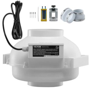 6″ to 4.5″ Radon Mitigation Fan System Kit Quiet 380 CFM Inline Duct Waterproof