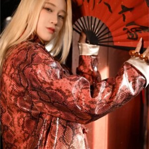 New Year’s red patterned coat for men