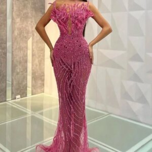 Hot Pink 3D Appliqued Party Dress Luxury Beaded Handmade Formal Evening Dresses Arabic Women Celebrity Gowns Prom Customized