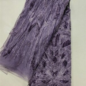 Fashion Elegant French Embroidery Beaded Lace Fabric African Nigerian With Sequins Fabric For Wedding Dress
