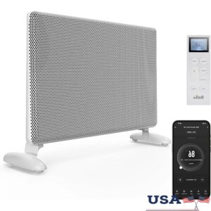 Mica Infrared Space Heater Indoor Electric Panel with LED Remote Wifi App Control Portable Wall Mount 180 Degree Heating