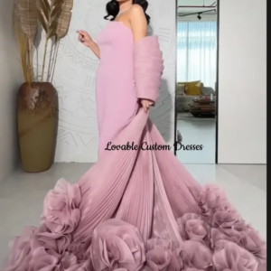 Customized فساتين سهرة A-Line Strapless Floor-Length Flowers Luxury Evening Dresses Cap Straps Zipper Up Elegant Dresses For Wom