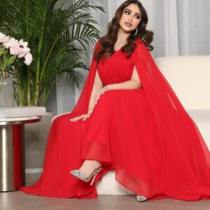 Customized High Quality Jiayigong Prom Chiffon Pleat Celebrity A-line V-neck Bespoke Occasion Gown Midi Es Saudi Arabia