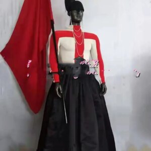 Bar Halloween Goth costume cross Goth holding the flag GOGO costume