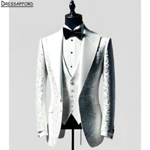 Formal Jacquard Men Business Occasion Tuxedos Grooms Wedding Party Prom Male Suit 2 Piece Set Blazer Pants