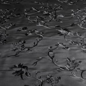 140 Door Width Black Heavy Embroidery Satin Fabric High-Precision Embroidered Top Vest Coat Suit Fabric