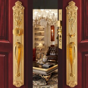 Brass European-style villa door lock wooden door lock, American luxury double-opening door lock