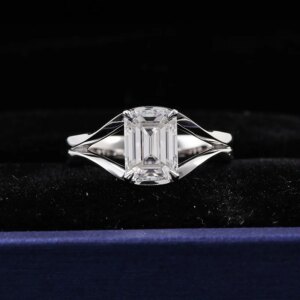 Provence PT950 Platinum 2ct D Color VVS1 GRA Certified Emerald Cut Moissanite Rings For Women Party Anniversary Trendy Gift