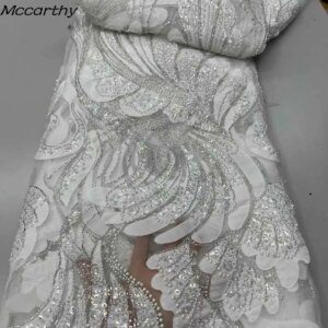 French Luxury Sequined Lace Fabric 2025 High Quality Luxury Nigerian Mesh Tulle African Lace Fabric Net Wessing Dress for Women
