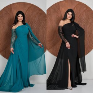 Customized Exquisite One-shoulder A-line Floor Length Es Paillette Chiffon Customized Dresses