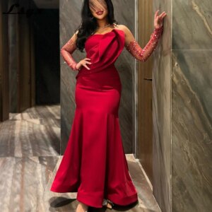LSYX Strapless Mermaid Prom Gown Pleat Sleeveless Ankle-Length Solid Color Modern Evening Party Dresses فساتين للحفلات الراقصة
