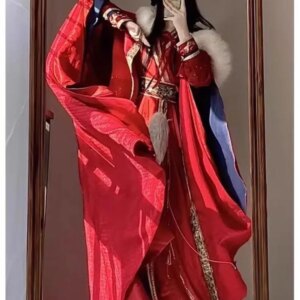 New robe set Hanfu women’s traditional Chinese style long gown with fleece and thickened cape