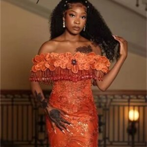 Aso Ebi Dubai Off Shoulder Evening Dresses African Beading Engegament Prom Dress Birthday Party Reception Dress Customized 2025