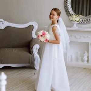 Tutu Girl Party Toddler Dress Princess Pageant Dresses for Girls Organza Flower Girl Dress First Communion White Girl Dress