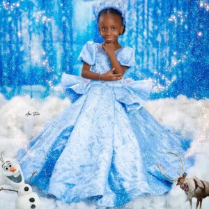 Frozen Blue Girl Birthday Party Dress Customized Flower Girls Dresses Princess Aisha Baby Gowns For Photoshoot