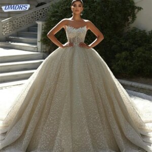 Sexy Sweetheart Wedding Dress 2024 Elegant Beaded Ball Gown Classic Sleeveless Floor Length Bridal Gown Vestidos De Novia
