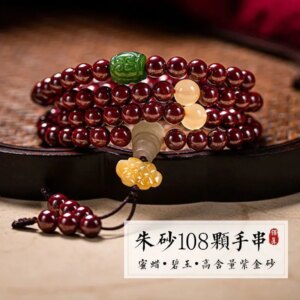 Cinnabar bracelet multi-circle Buddha beads Hetian jasper beeswax high content multi-circle men’s and women’s jewelry