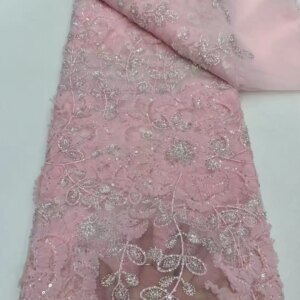 Black New High-End Luxury Sequins Beaded French Embroidery Groom Lace Fabric African Nigerian With Sequins Fabric For Wedding