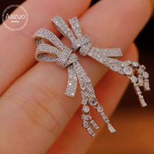 Aazuo LuxuryJewelry Natrual Diamonds 1.0ct Luxury Bowknot Shape 18Kgold Stud Earrings Gifted For Women Wedding Party Au750