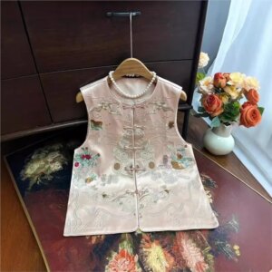 Heavy industry embroidery vest silk national style new Chinese outside cardigan