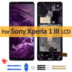 6.5″ Original AMOLED For Sony Xperia 1 III LCD Touch Screen Digitizer Assembly Repair With Frame For Sony X1 iii LCD Display