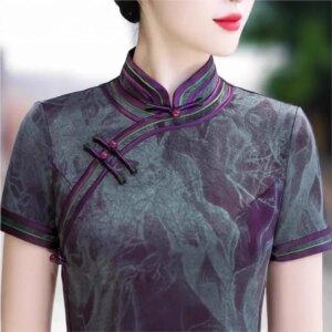Cheongsam new Chinese female sense of daily national style dress temperament long