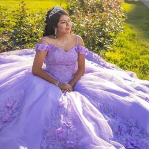 Customized Lavender Purple Off Shoulder Quinceanera Dress sequin applique Tull 3D flower vestidos de 15 Quinceanera 