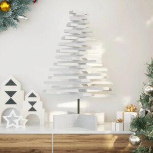 Wooden Christmas Tree White Solid pine wood Medium Rotatable