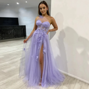 Flavinke Customized One Shoulder Celebrity Prom Dresses Split Graduation applique Tulle Party Evening Gown vestidos de noche