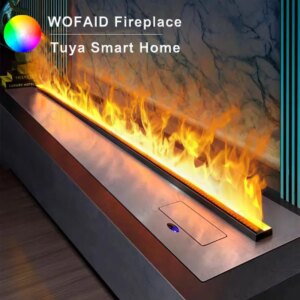 Smart WiFi Electric Fireplace with Water Mist, Remote Control, App Adjustable Timer & Crackling Sound Fireplace