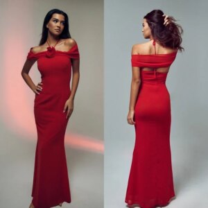 Jiayigong  Prom Modern Style Halter Trumpet / Mermaid Flowers Floor-Length Satin Bespoke Occasion Dresses Evening