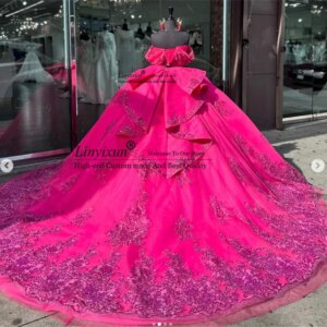 Mexican Ball Gown Quinceanera Dress With Appliques Lace Beading Corset Sweet 16 Customized Princess Birthday Vestido De 15 Anos